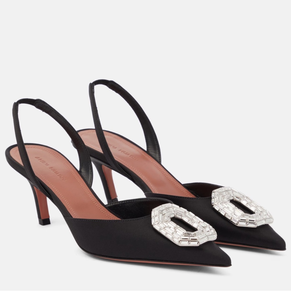 AMINA MUADDI Camelia satin slingback pumps Size 37